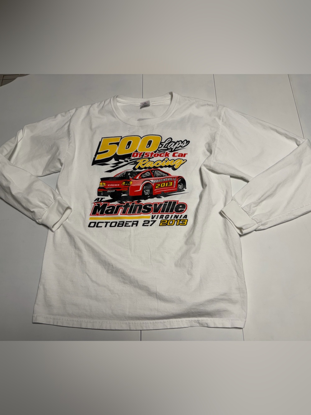 Vintage Anvil White Long-Sleeve Martinsville Racing Graphic Tee